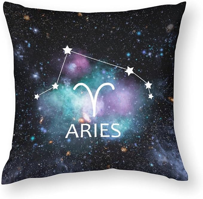 Custom 12 Zodiac Signs Pillowcase Decorative Pillow Covers Aries Astrology Throw Pillow Sham 24 x 24 Inch Double Sided Pillows & Pillow Covers Decorative Throw Pillow Covers with Hidden Zipper - Aries Pillow for men
