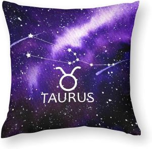 Custom 12 Zodiac Signs Pillowcase 18 x 18 Inch Decorative Throw Pillow Covers Double-side Print Taurus Astrology Throw Pillow Cushion Cover Accent Pillows Throw Pillow Cases with Hidden Zipper - Taurus Pillow for men