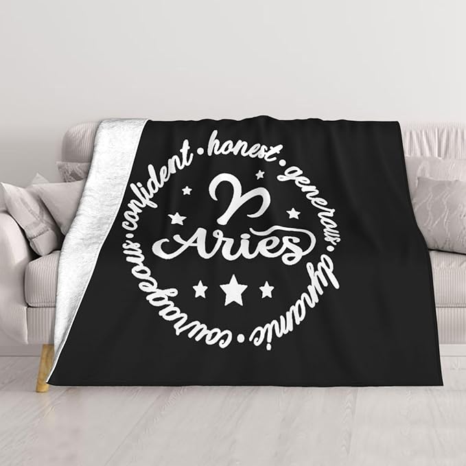 Party Aries Sign Throw Blanket for Couch Sofa Or Bed Throw Soft Fuzzy Plush Blanket - Aries Blanket for men