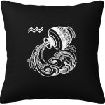 Zodiac Sign Aquarius Pillow Cover Double Sided Plush Square Throw Pillow Cover, for Sofa Bedroom Livingroom Decoration 24"x24" - Aquarius Pillow for men