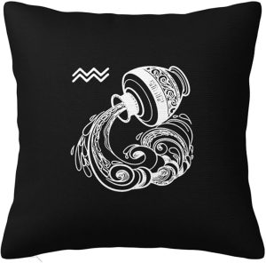 Zodiac Sign Aquarius Pillow Cover Double Sided Plush Square Throw Pillow Cover, for Sofa Bedroom Livingroom Decoration 24"x24" - Aquarius Pillow for men