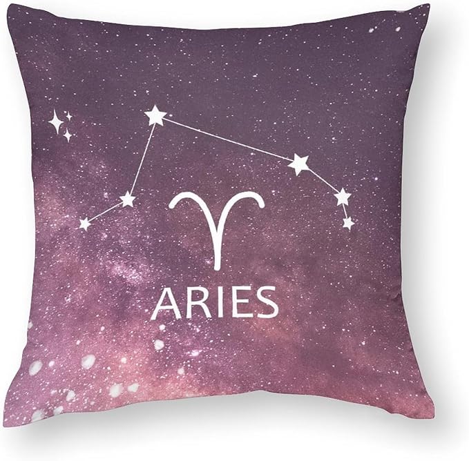 Custom 12 Zodiac Signs Throw Pillowcase 16 x 16 Inch Throw Pillow Cases 2-Sided Aries Astrology Pillow Shams Couch Throw Pillows Decorative Throw Pillow Covers with Zipper Astrology Gifts for Women - Aries Pillow for men