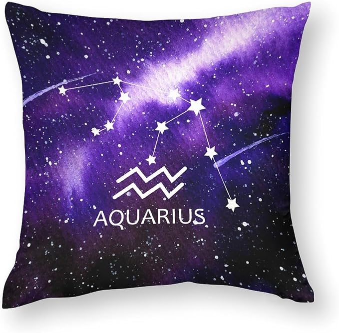 Custom 12 Zodiac Signs Decorative Throw Pillow Covers 18"x18" Aquarius Astrology Both-Side Print Standard Pillowcase Sofa Pillows Soft Throw Pillows for Couch Throw Pillow Cases with Zipper - Aquarius Pillow for men