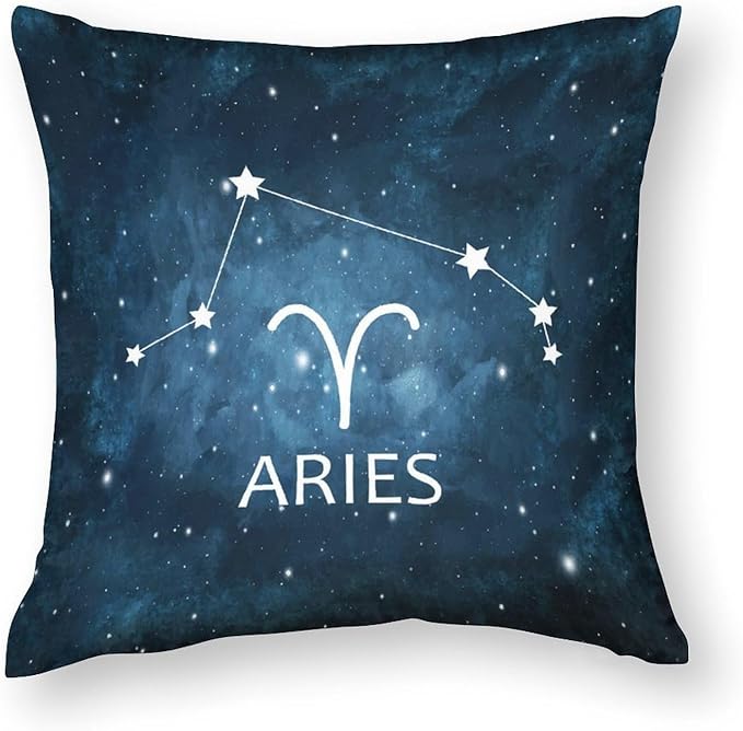 Custom 12 Zodiac Signs Pillowcase Decorative Throw Pillow Covers 24"x24" Aries Astrology Both Sides Print Throw Pillow Cushion Cover Farmhouse Throw Pillows Bed Pillow Covers with Hidden Zipper - Aries Pillow for men