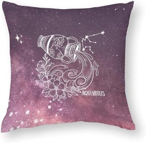 Custom 12 Zodiac Signs Pillowcase Decorative Pillow Covers 20 x 20 Inch Aquarius Astrology Double-side Print Throw Pillow Sham Accent Pillows Sofa Pillow Cover Pillow Covers with Hidden Zipper - Aquarius Pillow for men