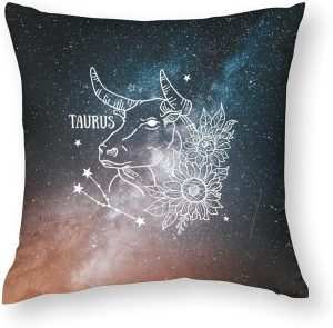 Custom 12 Zodiac Signs Pillowcase Decorative Throw Pillow Covers 20"x20" Taurus Astrology Both Sides Print Throw Pillow Case Decorative Pillows Sofa Pillow Cover Pillow Covers with Hidden Zipper - Taurus Pillow for men