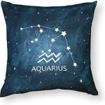 Customizable 12 Zodiac Signs Throw Pillowcase 16 x 16 Inch Pillow Covers 2-Sided Aquarius Astrology Cushion Covers Couch Pillow Decorative Pillow Covers with Hidden Zipper Astrology Gifts for Women - Aquarius Pillow for men