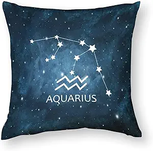 Customizable 12 Zodiac Signs Throw Pillowcase 16 x 16 Inch Pillow Covers 2-Sided Aquarius Astrology Cushion Covers Couch Pillow Decorative Pillow Covers with Hidden Zipper Astrology Gifts for Women - Aquarius Pillow for men