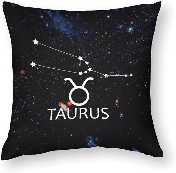 Custom 12 Zodiac Signs Pillowcase 22"x22" Taurus Astrology Both Sides Print Standard Pillowcase Decorative Throw Pillows Farmhouse Decorative Throw Pillow Covers with Hidden Zipper - Taurus Pillow for men