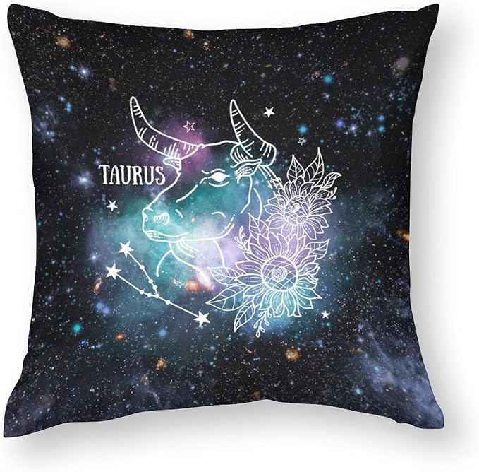 Custom 12 Zodiac Signs Pillowcase Pillow Cases 22 x 22 Inch Taurus Astrology 2-Sided Throw Pillow Case Outdoor Throw Pillow Covers Pillow Case Protector Throw Pillow Covers with Hidden Zipper - Taurus Pillow for men