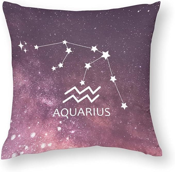 Customizable 12 Zodiac Signs Throw Pillowcase Pillow Covers Aquarius Astrology Pillow Covers 18 x 18 Inch 2-Sided Couch Pillows Pillow Cases with Hidden Zipper Astrology Gifts for Women - Aquarius Pillow for men