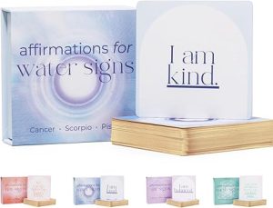 Affirmation Cards for Water Signs - Gifts for Scorpio, Pisces, Cancer. Inspirational Card Set with 40 Daily Positive Affirmations, Spiritual Self Care, Zodiac Collection - Pisces for men