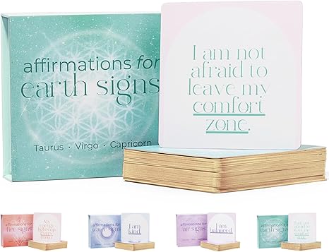 Affirmation Cards for Earth Signs - Gifts for Virgo, Capricorn, Taurus. Inspirational Card Set with 40 Daily Positive Affirmations, Spiritual Self Care, Zodiac Collection - Taurus for men