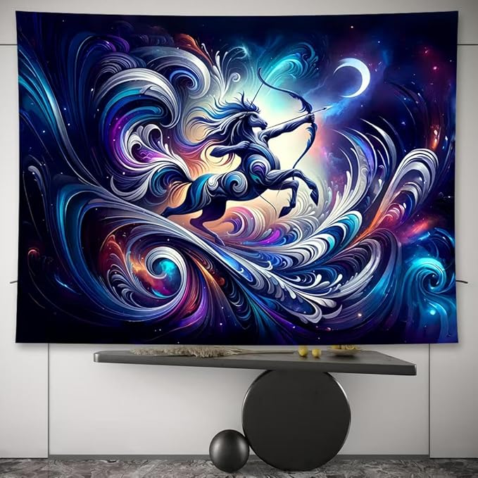 Sagittarius Tapestry Wall Hanging Zodiac Sign Decoration Aesthetic for Bedroom Living Room Dormitory Suitable for Teen Boy and Girl Who Like Astrology 79x59 Inches - Sagittarius Home Decor for men