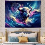 Taurus Tapestry Wall Hanging Zodiac Sign Decoration Aesthetic for Bedroom Living Room Dormitory Suitable for Teen Boy and Girl Who Like Astrology 59x51 Inches - Taurus for men
