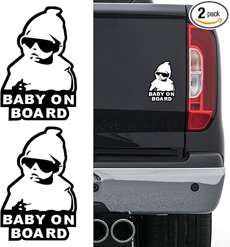 2PCS Baby on Board Sticker for Car, Baby Car Decals, Funny Cute Safety Caution Decal Sign, Car Accessories Exterior Decoration Baby on Board Signs Universal for Car Window Bumper Mailbox (2PCS) - Aries Sticker for men