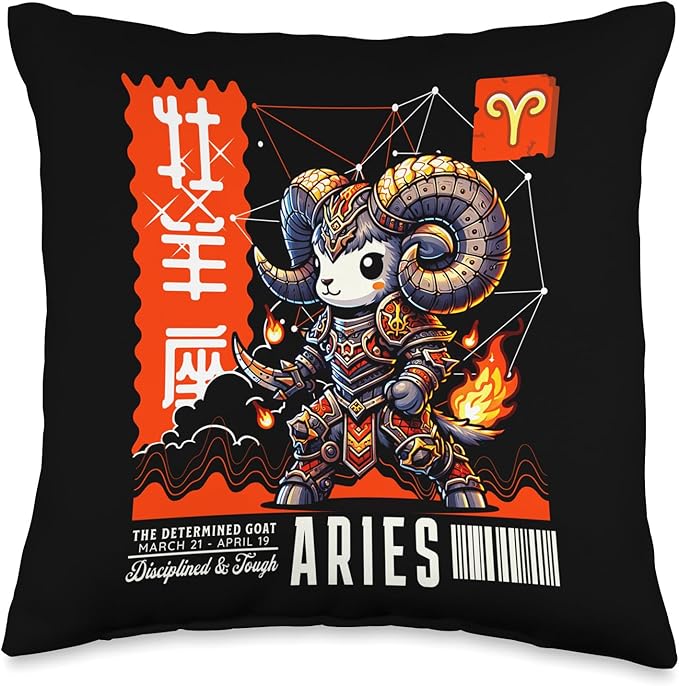 Kawaii Zodiac Sign Astrology Astrological Sign Aries Throw Pillow - Aries Pillow for men