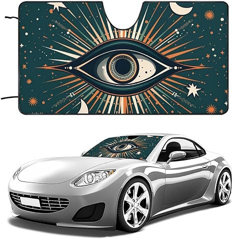 Evil Eye Star Windshield Sun Shade Foldable Reflective Sun Shade Blocks UV Rays,Car Interior Accessories - Aries Car Ornament for men