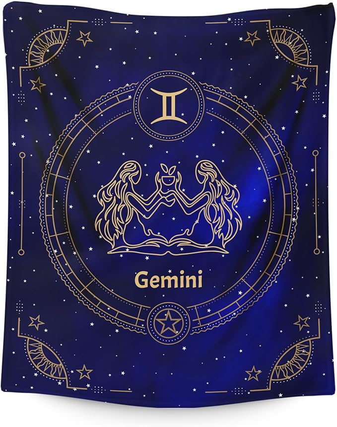 Gemini Zodiac Gift, Gemini Blanket, Gift for Birthday, Constellations Throw Blanket, 50"X40"Blanket for Kids 8-12, Lightweight Blanket for Bed Living Room, Travel, Camping - Gemini Blanket for men