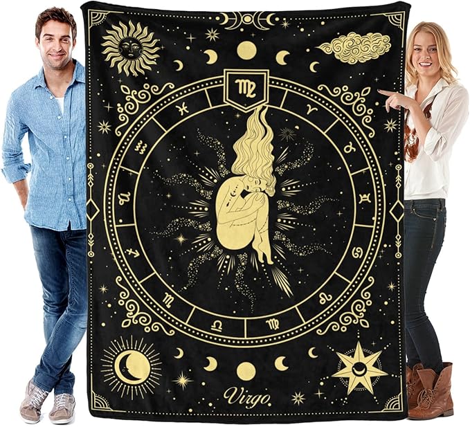 Constellation Blanket Gifts,Virgo Birthday Gifts for Women,Girls,Zodiac Gifts for Mom,Wife,Sister,Daughter,Astrology Horoscope Gifts,Gothic Virgo Throw Blanket (60"X50") - Virgo Blanket for men