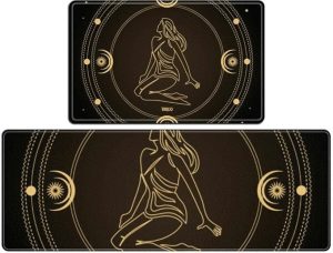 Virgo zodiac sign astrological horoscope sign a mystical circle moon Kitchen Rugs Sets of 2 Non Slip Washable Kitchen Mats for Floor 2 Piece Kitchen Sink Rug Runner Long Bathroom Rug Sets 2 Piece - Virgo Car Floor Mat for men