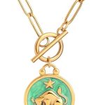 Zodiac Necklace Paperclip Toggle Pendant 12 Constellation Paper Clip Chain Necklace Horoscope Astrology Pendant Zodiac Sign Jewelry Christmas Gift for Women - Taurus for men