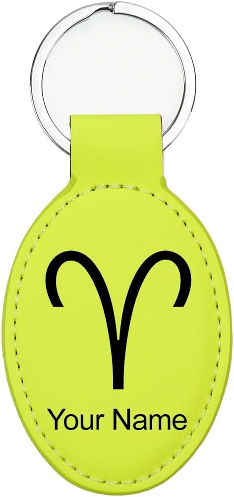 Oval Keychain, Zodiac Sign Aries, Personalized Engraving Included - Aries Keychain for men