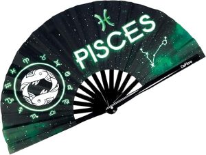 DeFlare | Cosmic Zodiac Rave Fan | Zodiac Sign Hand Fan | Astrology Rave Fan | Hand Fan | Large Rave Fan | Large Clacking Fan - Pisces Home Decor for men