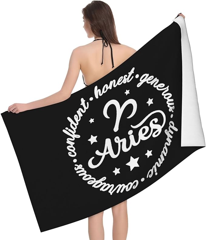Beach Party Aries Sign Towel 32x52 Inch Bath Towel for Pool Shower - Aries Blanket for men