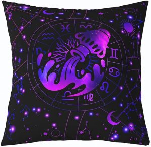 jejeloiu Aquarius Throw Pillow Covers 16"x16" 1Pcs Constellations Cushion Cover for Sofa 12 Horoscope Astrology Decorative Pillow Case Pillowcase Bohemian Exotic Style Outdoor Pillows Covers - Aquarius Pillow for men