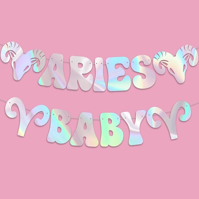 Aries Baby Banner, Aries Baby Birthday Party Iridescent Aries Banner -12 Constellation Zodiac Aries Birthday Party Decorations, March/April Birthday Banner Decorations - Aries Poster for men
