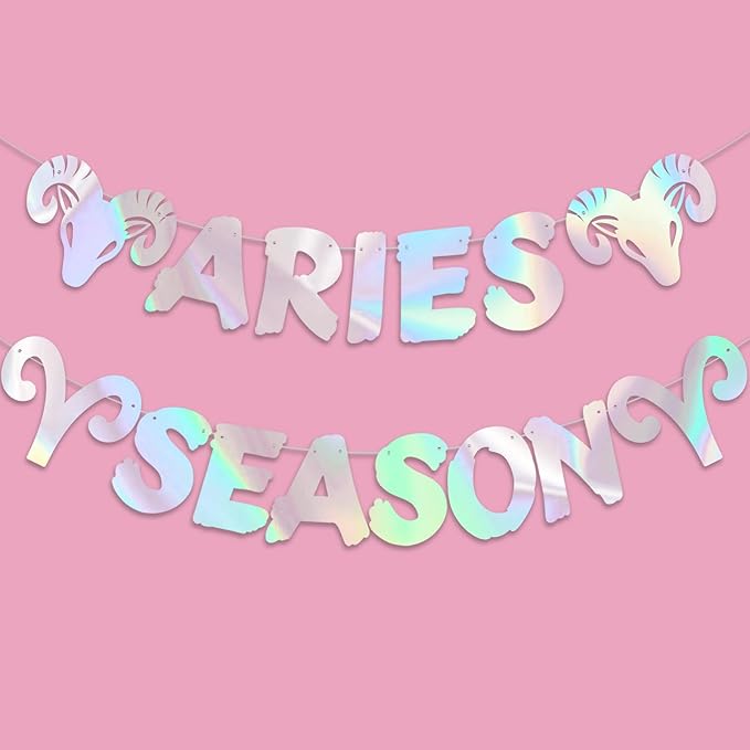 Aries Season Banner, Aries Season Birthday Party Iridescent Aries Banner -12 Constellation Zodiac aries Birthday Party Decorations, March/April Bhday Decorations - Aries Poster for men