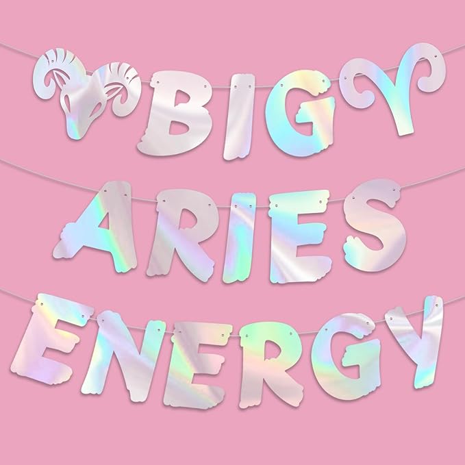 Big Aries Energy Banner, March/April Birthday Party Décor, 12 Constellation Zodiac Aries Party Decorations, Astrology Birthday Supplies - Aries Poster for men