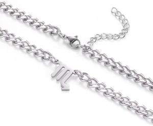 Zodiac Sign Pendant Necklaces for Women Men Stainless Steel Leo Constellation Horoscope Astrology Jewelry, 6.5mm Diamond Cut Cuban Link Curb Chain 18+2 inches - Scorpio Accessories for men