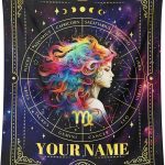Custom with Name Girls Blanket - 50x40 Inches Small Virgo Patterns Gift for Kids, Teens - Soft, Cozy & Warm Zodiac Flannel Blankets for Couch, Sofa - Secret Horoscope Themed Gift Ideas - Virgo Blanket for men