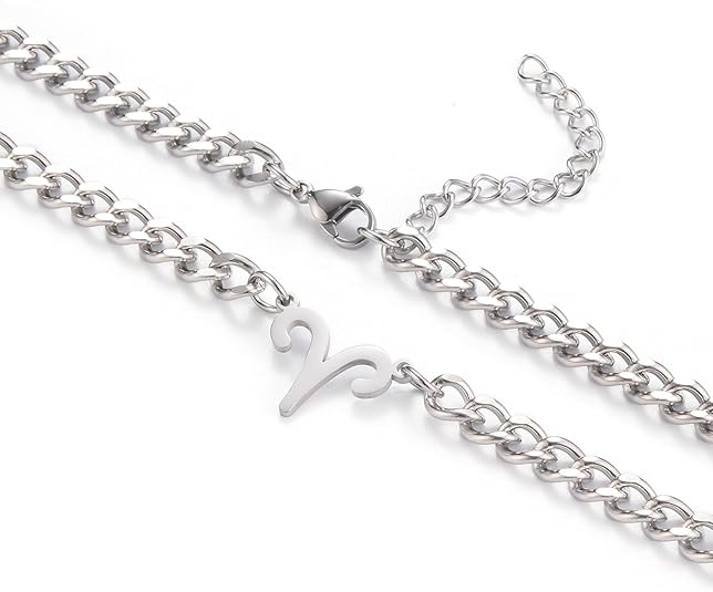Zodiac Sign Pendant Necklaces for Women Men Stainless Steel Leo Constellation Horoscope Astrology Jewelry, 6.5mm Diamond Cut Cuban Link Curb Chain 18+2 inches - Aries for men