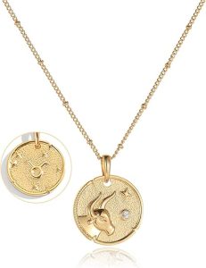Zodiac Necklace for Women 18k Gold Constellation Pendant Crystal Zirconia Necklace Astrology Jewelry Birthday Gifts for Women, Necklace for Mom and Wife Daughter - Taurus Products for men