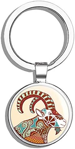 Aries Zodiac Symbol Astrology Sign Car Metal Steel Keychain Ring Double Side Key Chain - Aries Keychain for men