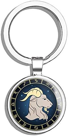 Aries Zodiac Sign Metal Steel Keychain Ring Double Side Key Chain - Aries Ring for men