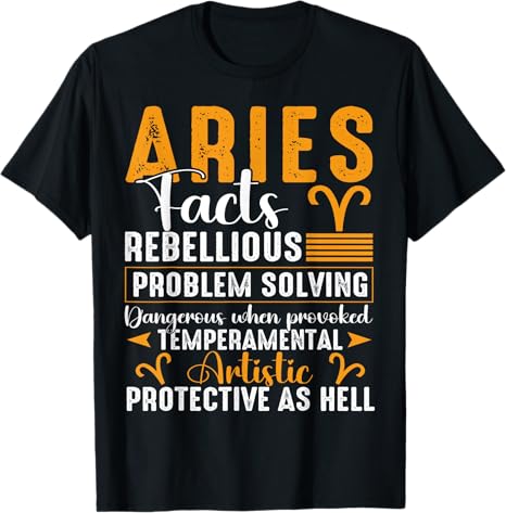 Aries Zodiac Facts Men Women Aries March April Birthday T-Shirt - Aries T-Shirt for men