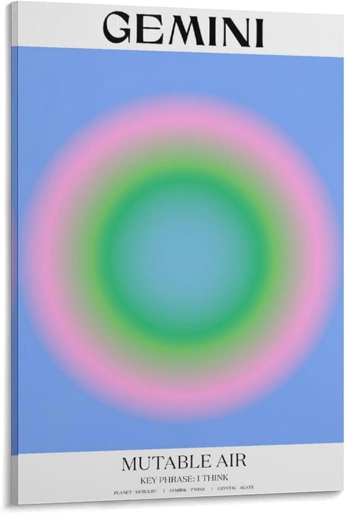 ZLEIZ Gemini Gradient Art Wall Decoration Poster Family Bar Restaurant Garage Cafe Art Sign Gift Frame-style24x36inch(60x90cm) - Gemini Canvas for men