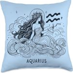Aquarius Goddess Constellation Zodiac Star Sign Birthday Throw Pillow - Aquarius Pillow for men