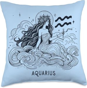 Aquarius Goddess Constellation Zodiac Star Sign Birthday Throw Pillow - Aquarius Pillow for men