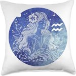 Aquarius Goddess Constellation Zodiac Star Sign Birthday Throw Pillow - Aquarius Pillow for men