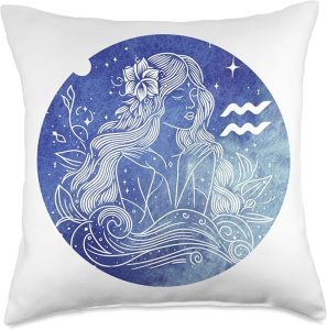 Aquarius Goddess Constellation Zodiac Star Sign Birthday Throw Pillow - Aquarius Pillow for men