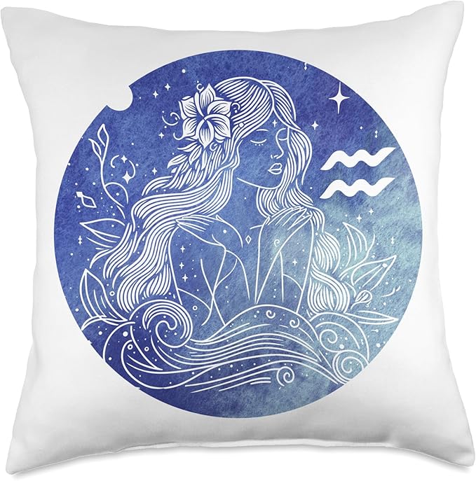 Aquarius Goddess Constellation Zodiac Star Sign Birthday Throw Pillow - Aquarius Pillow for men