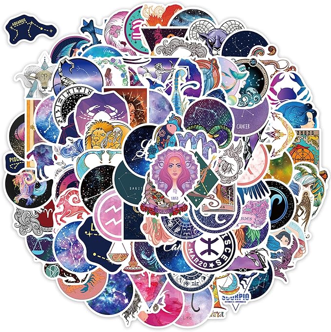 Zodiac Signs Stickers,100PCs, Laptop Decals Gift Toddlers Teens Girls Cute Cool Kawaii Tools Decorations DIY Party Favor,Stickers for Hydro Flask - Aries Sticker for men