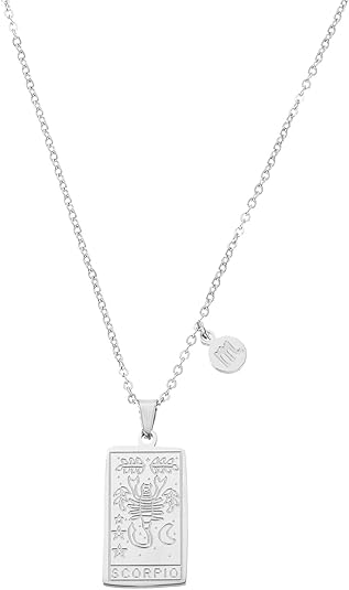 uxcell Tarot Zodiac Sign Necklace, Titanium Steel Tarot Card Aquarius Necklaces for Women - Scorpio Products for men
