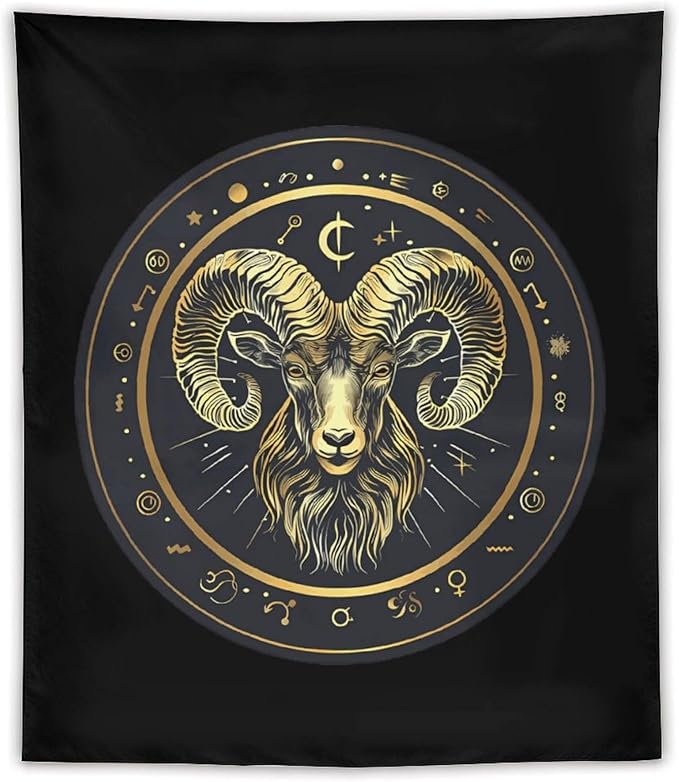 Aries Zodiac Sign Funny Tapestry Wall Hanging Aesthetic Blanket Room Decoration for Picnic Beach Mat - Aries Blanket for men