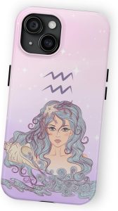 Personalized Aquarius Phone Case Compatible with iPhone 16 15 14 13 12 Pro Max 11 Xr Xs X, Zodiac Phone Case - EK1 - Aquarius Phone Case for men